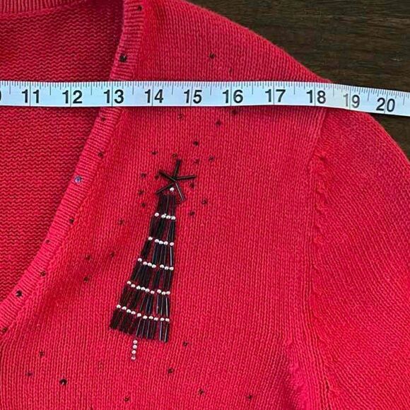 Studio Joy Women's Vintage  Button Down Red Christmas Sweater Size L - Picture 8 of 11